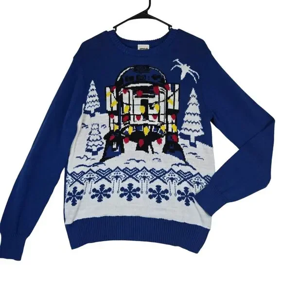 Disney Star Wars R2D2 Christmas Holiday Ugly Sweater mens Medium 0724 - Picture 1 of 6